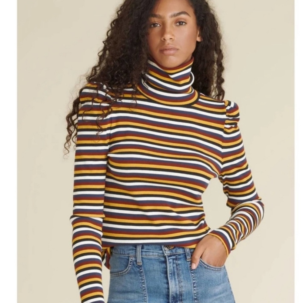 Veronica Beard Striped Turtleneck